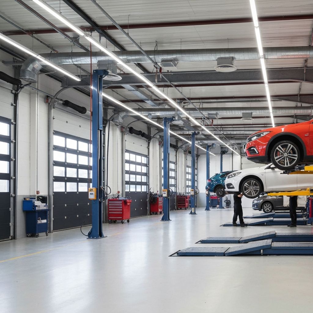 Modern automotive workshop